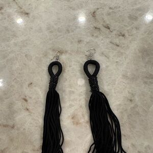 Elegant Black Tassel Earrings